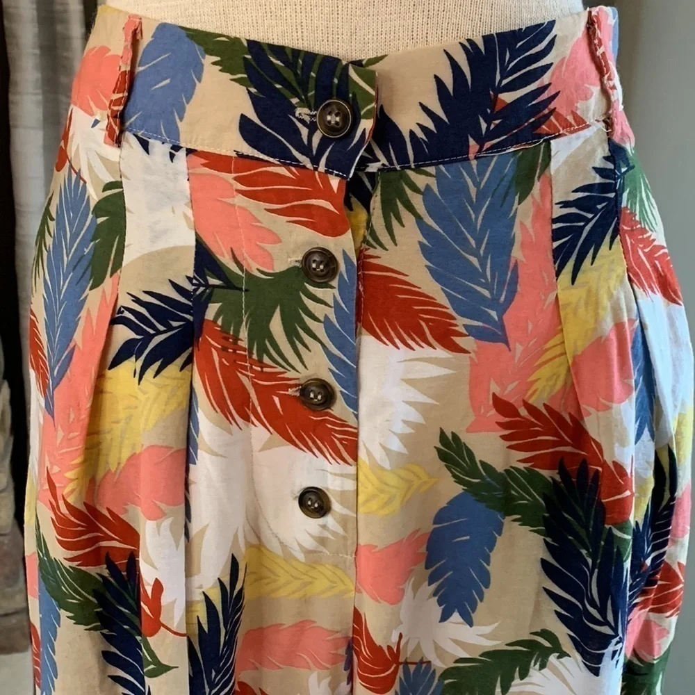 Love & Harmony sz L high rise wide leg cropped floral button up pants